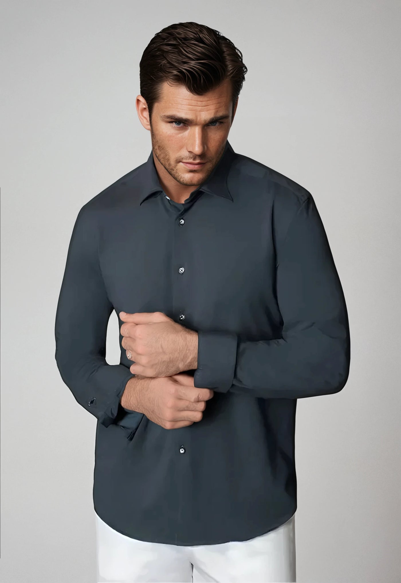 Buki-CINQO-Single-Shot-Button-Front-Shirt, Blue Night