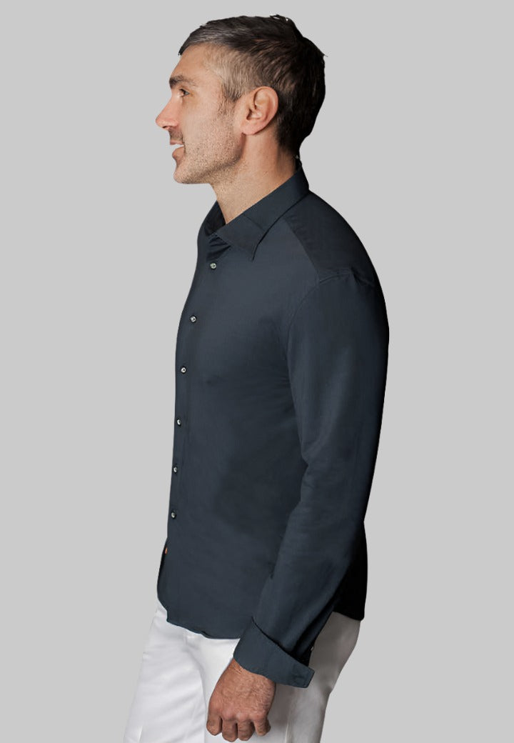 Buki + CINQO Single Shot Button Front Shirt, Blue Night, side