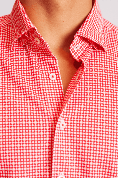 Swiss Check Long Sleeve Tech Shirt - Red