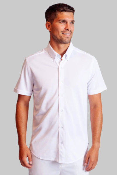 Buki All Seasons Short Sleeve Button Down Shirt - white