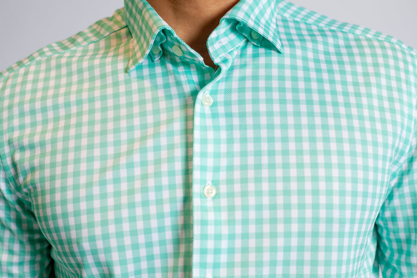 Mauro Long Sleeve Check Tech Shirt - Emerald-Long Sleeve Shirts-Buki