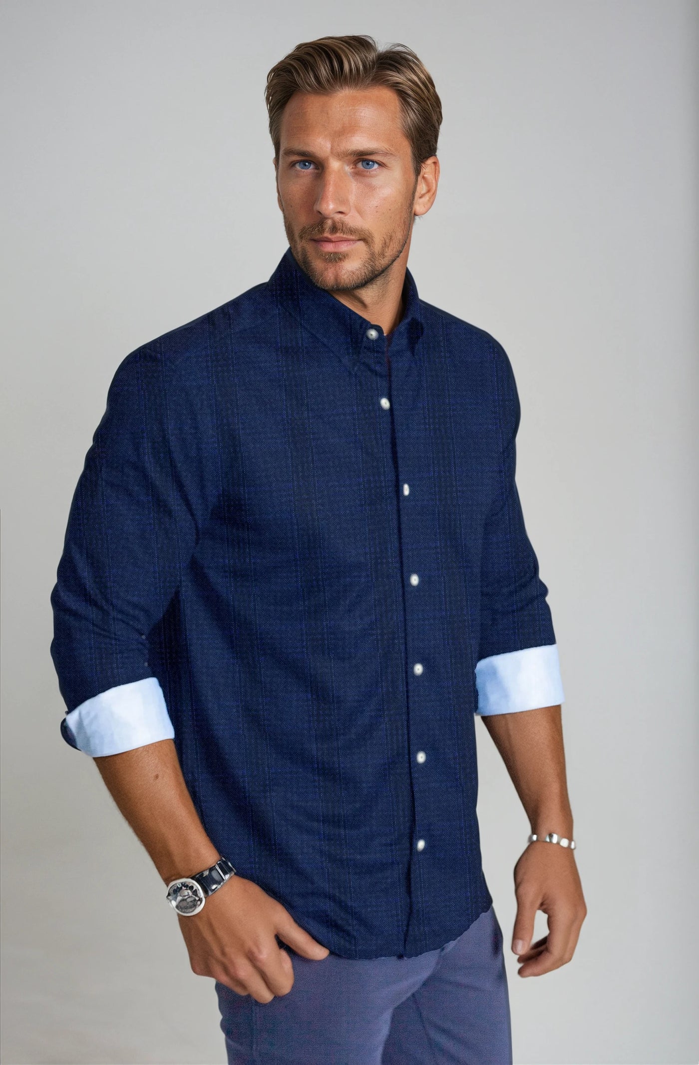 Moody Blues Long Sleeve Plaid Tech Shirt, side-Long Sleeve Shirts-Buki