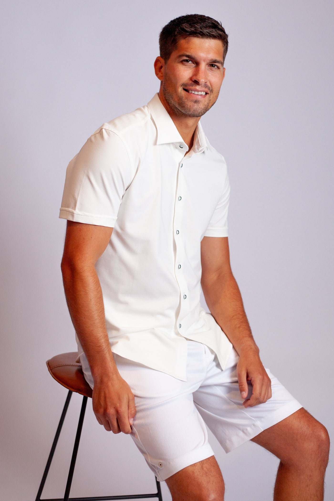 Buki Short Sleeve Single Shot Shirt in White pose