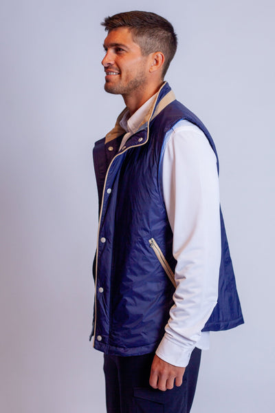 Buki Tech Vest in Navy, side -Coats & Jackets-Buki