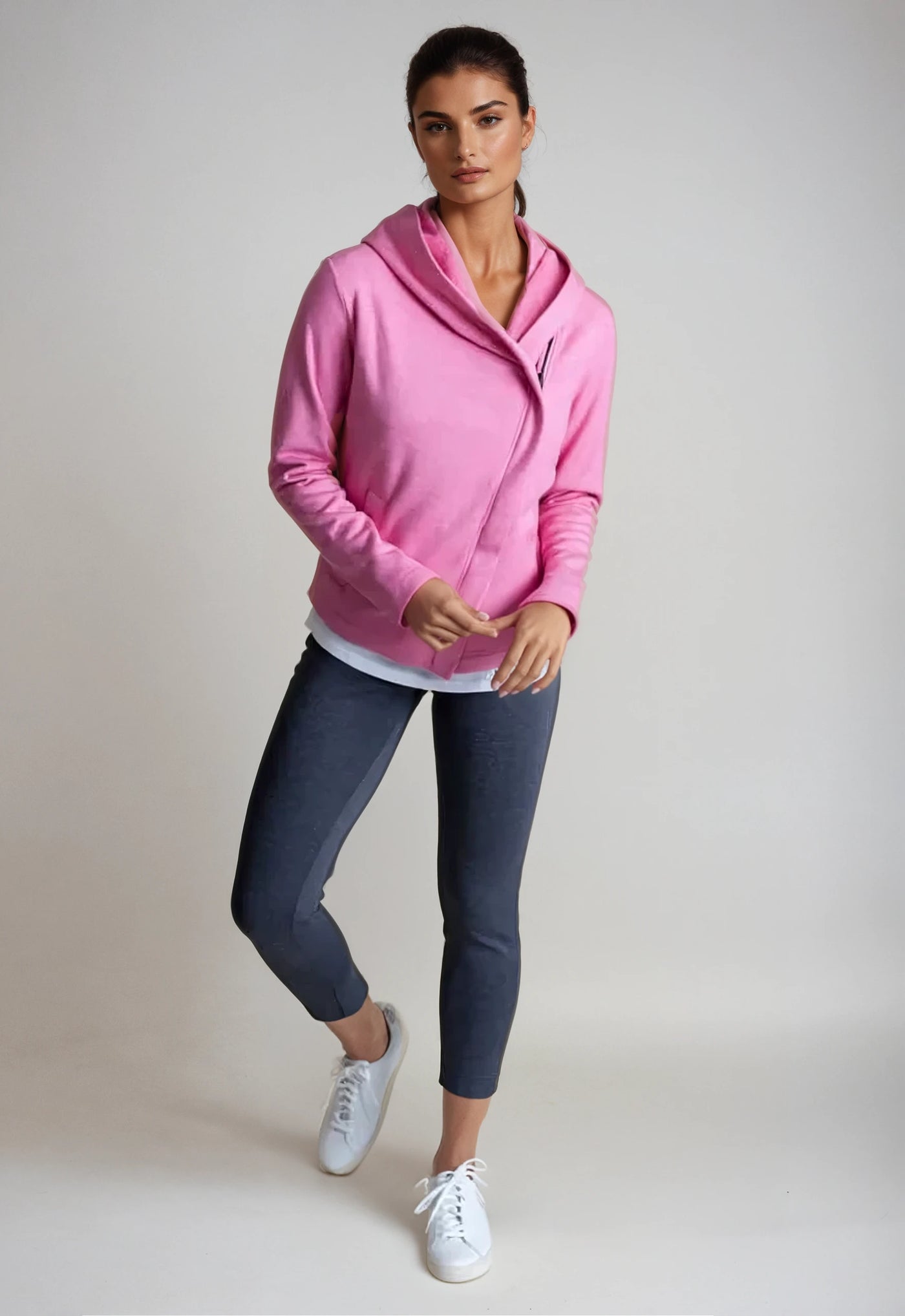 Dakota Hoodie Sweatshirt Jacket-Hoodies-Buki-Berry Pink-full silhouette