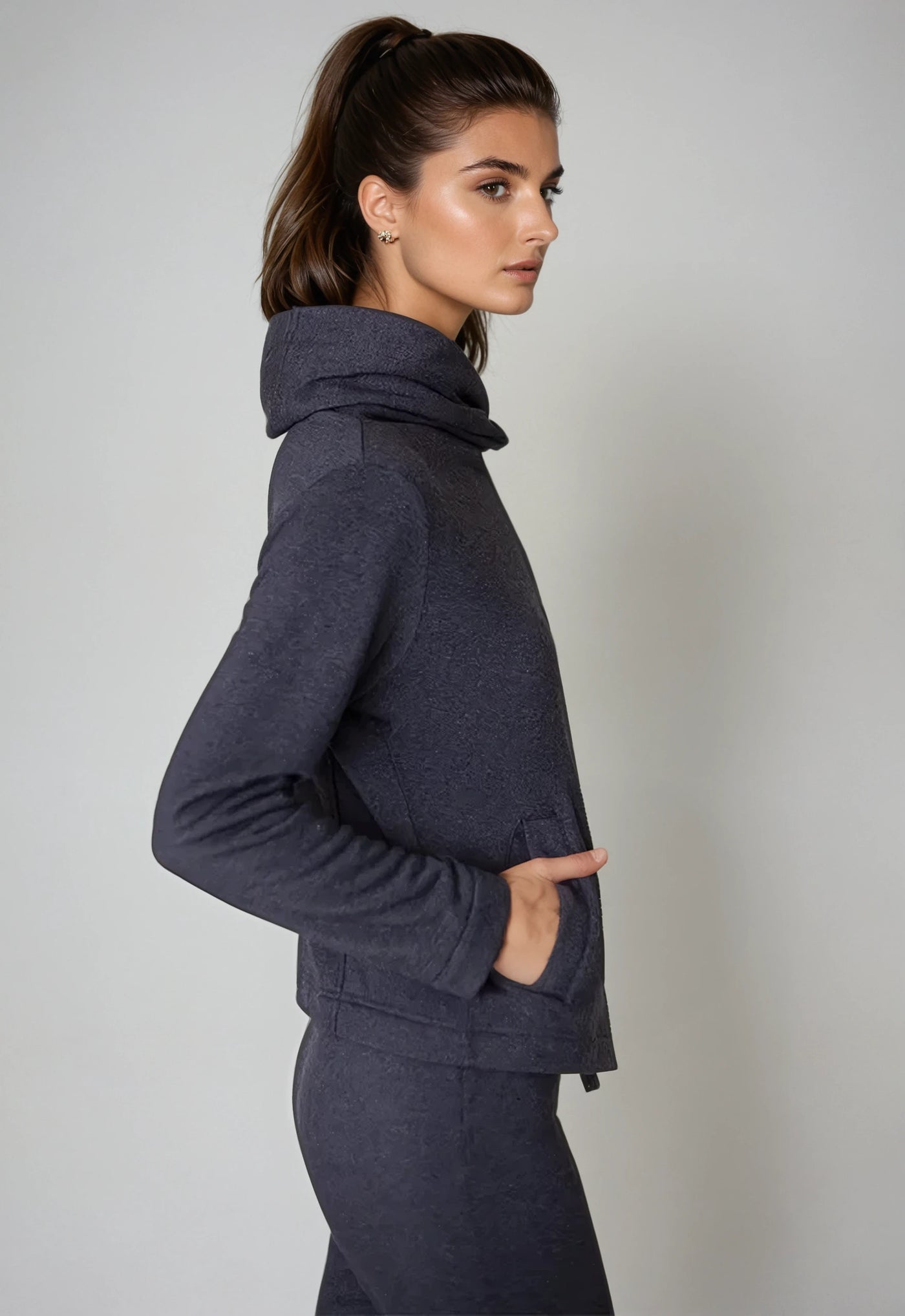 Dakota Hoodie Sweatshirt Jacket-Hoodies-Buki-Charcoal Grey-side