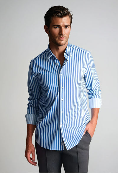 Buki Go Big Stripe Shirt in Royal Blue