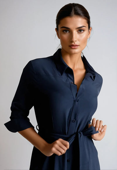 Kathleen Shirt Dress-Dresses-Buki-neckline detail