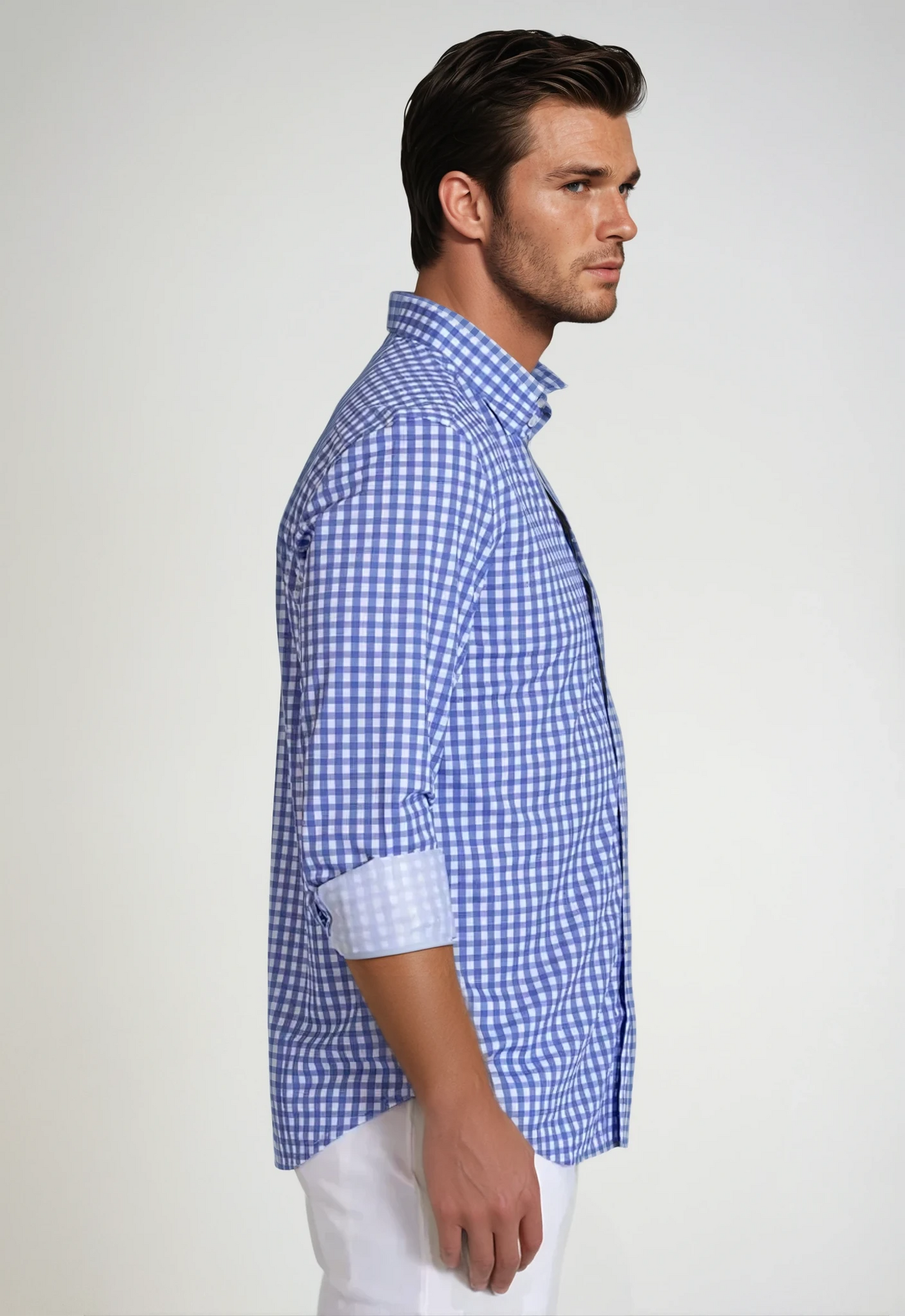 Mauro Long Sleeve Check Tech Shirt - Royal Blue