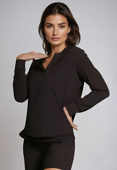 Resort Vee Shirt, in Black -Buki