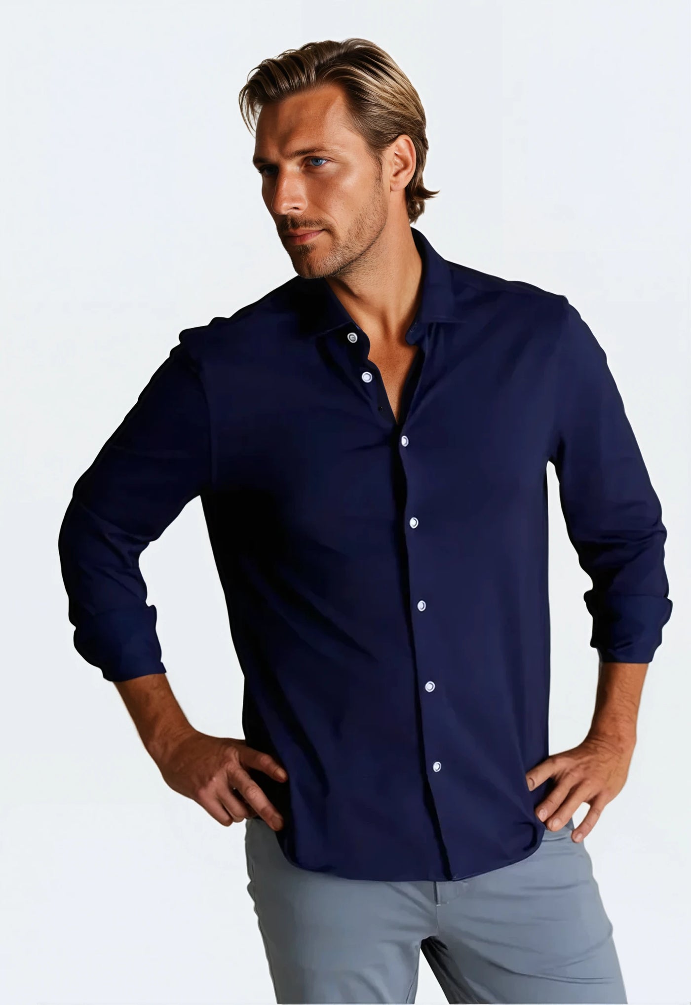 Single Shot Shirt-Long Sleeve Shirts-Buki-Navy