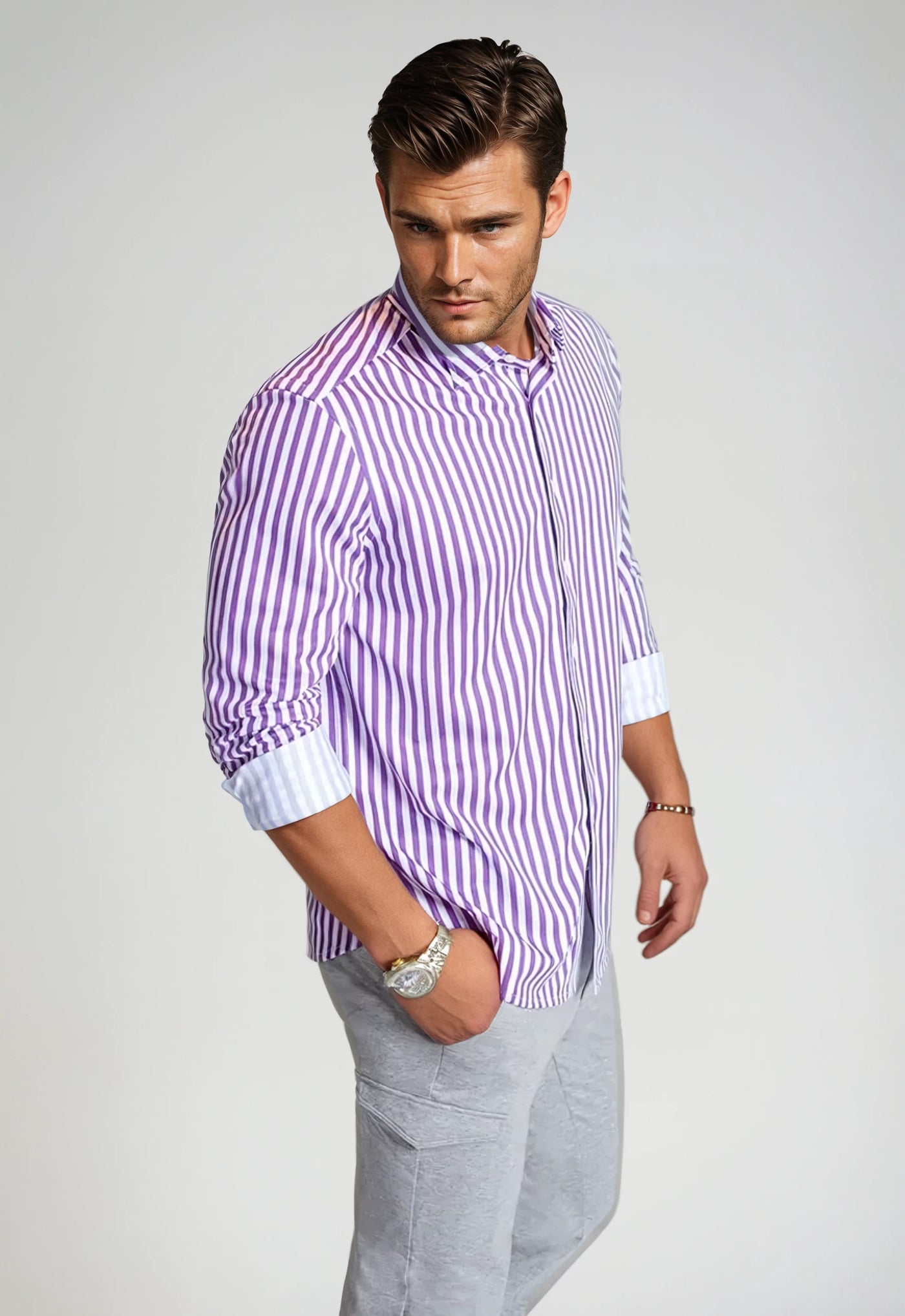 The Go Big Stripe Long Sleeve Tech Shirt-Long Sleeve Shirts-Buki