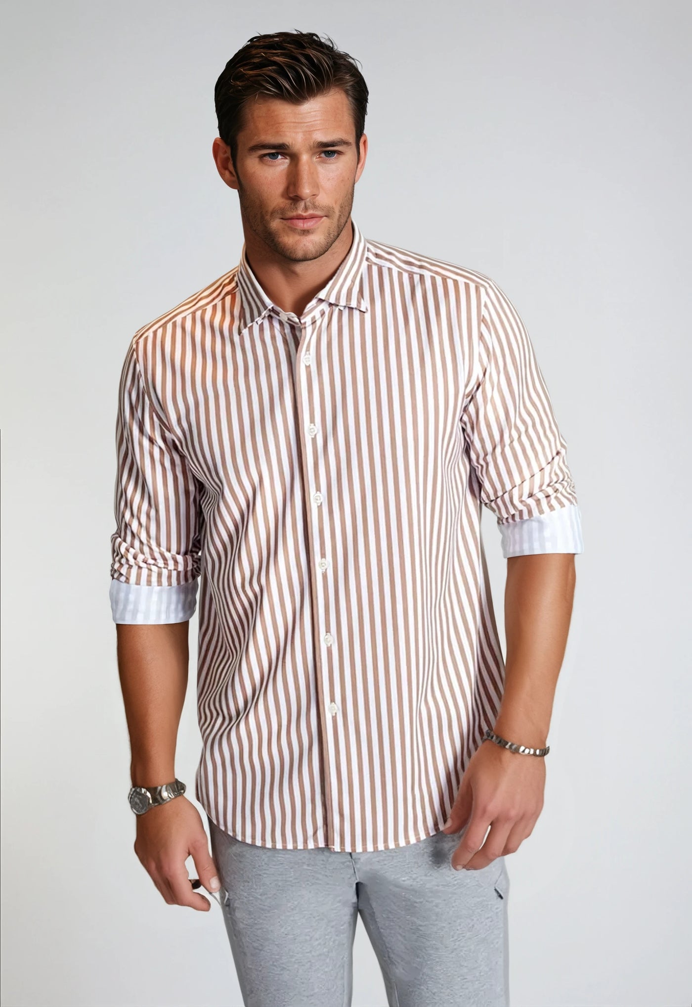 The Go Big Stripe Long Sleeve Tech Shirt-Long Sleeve Shirts, Espresso-Buki