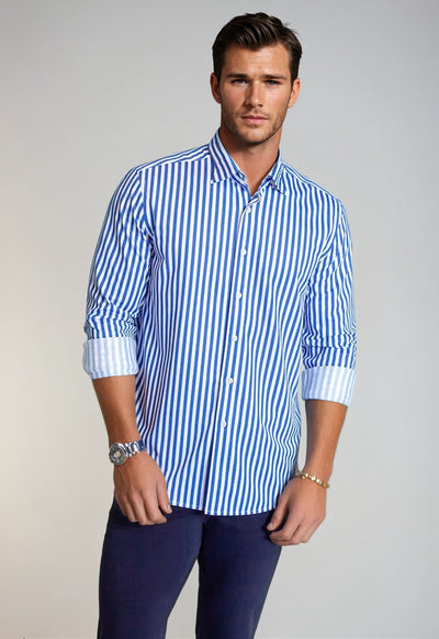 The Go Big Stripe Long Sleeve Tech Shirt-Long Sleeve Shirts-Buki