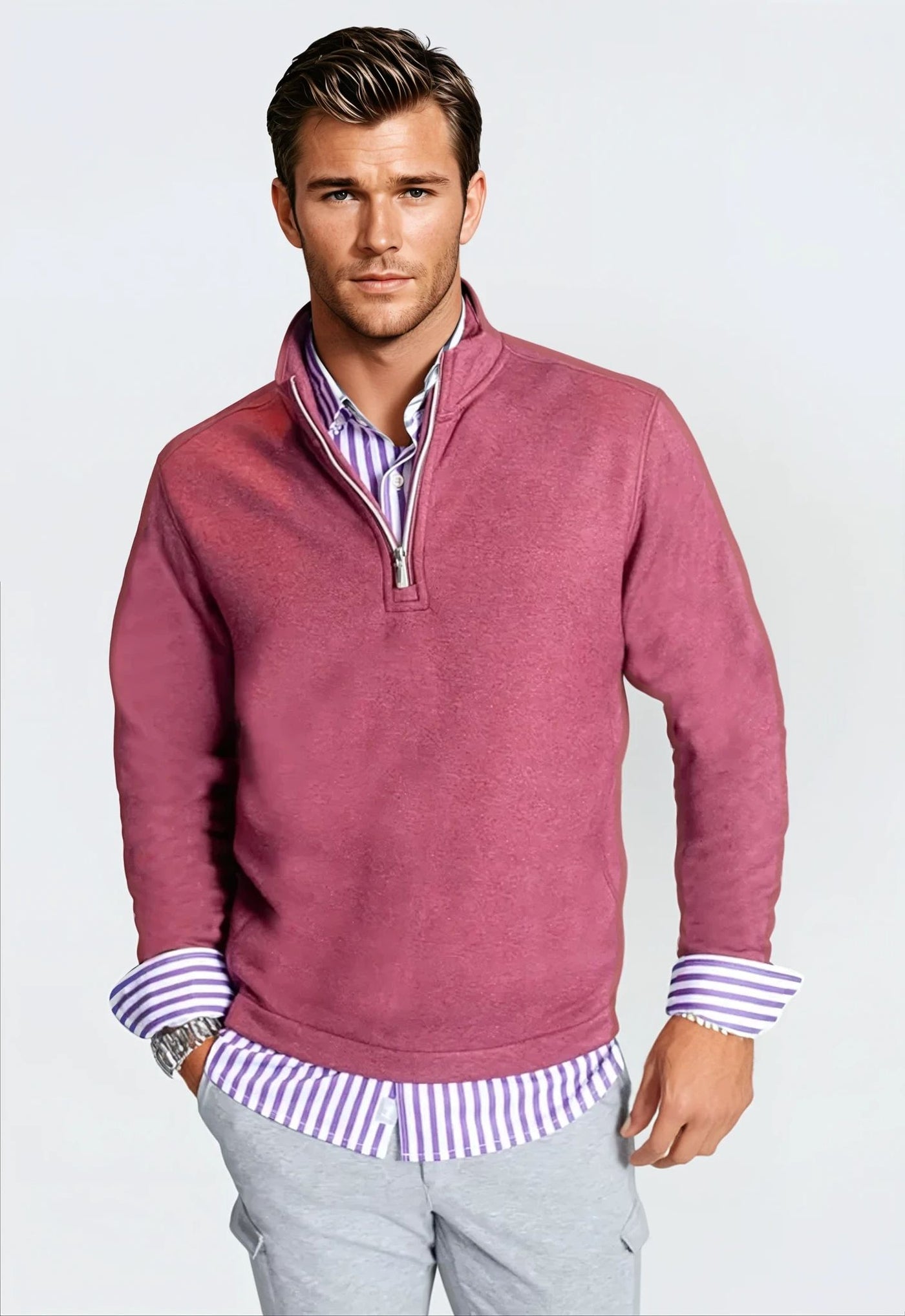 Voey Quarter Zip Sweatshirt - Wine