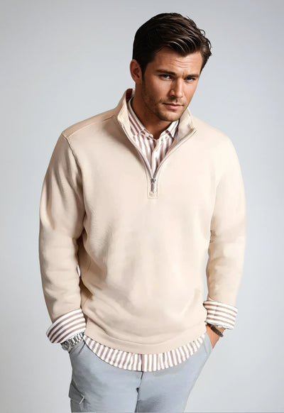 Voey Quarter Zip Sweatshirt-Sweatshirts, Camel-Buki