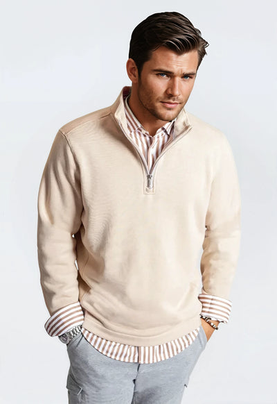 Voey Quarter Zip Sweatshirt in Camel -Buki