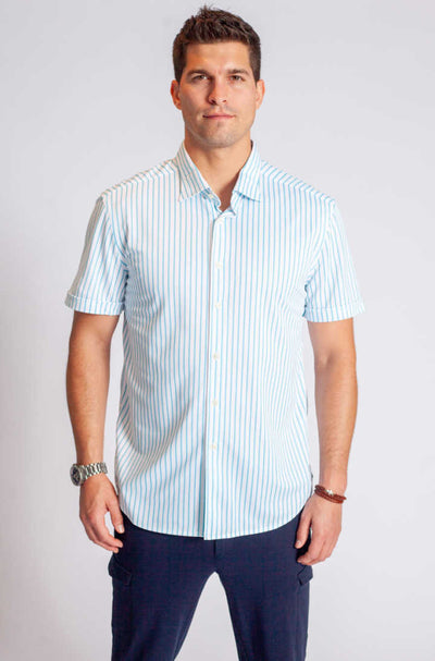 Corsica Stripe Short Sleeve Tech Shirt-Short Sleeve Shirts-Buki