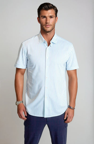 Corsica Stripe Short Sleeve Tech Shirt-Short Sleeve Shirts-Buki