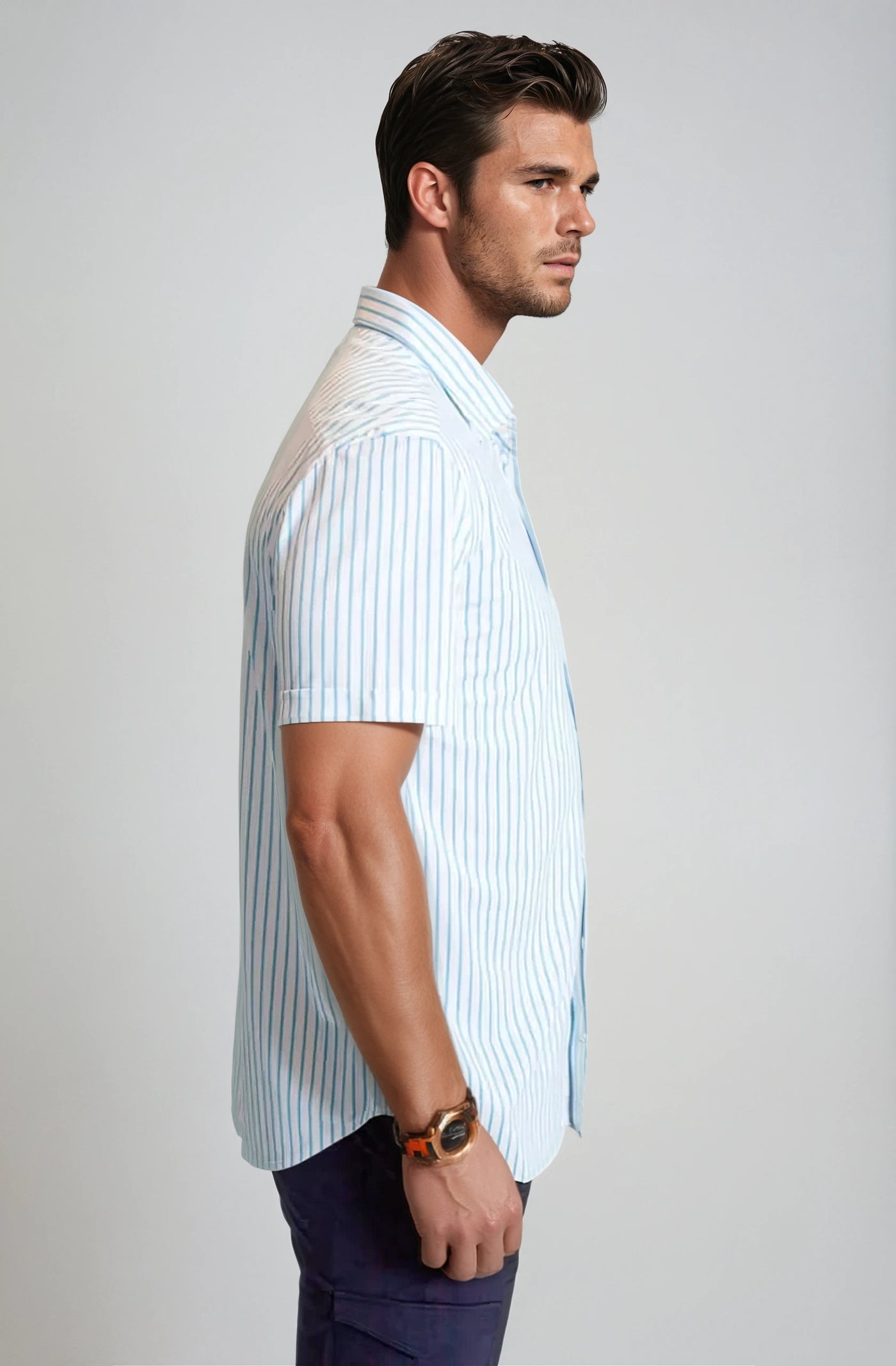 Corsica Stripe Tech Shirt, side-Short Sleeve Shirts-Buki