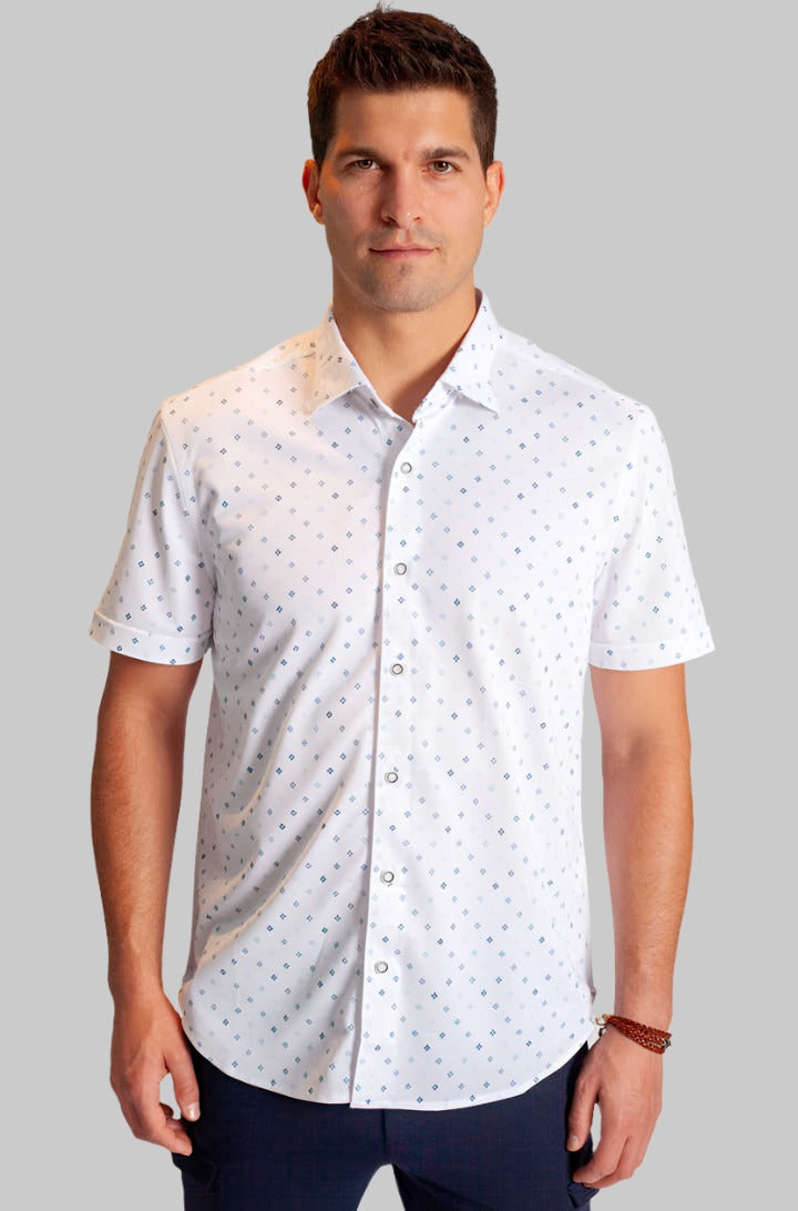 Newport Ditsy Short Sleeve Tech Shirt-Long Sleeve Shirts-Buki-front