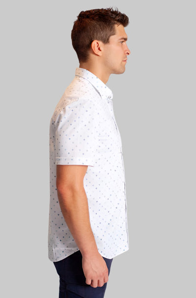 Newport Ditsy Short Sleeve Tech Shirt, side - Short Sleeve Shirts-Buki