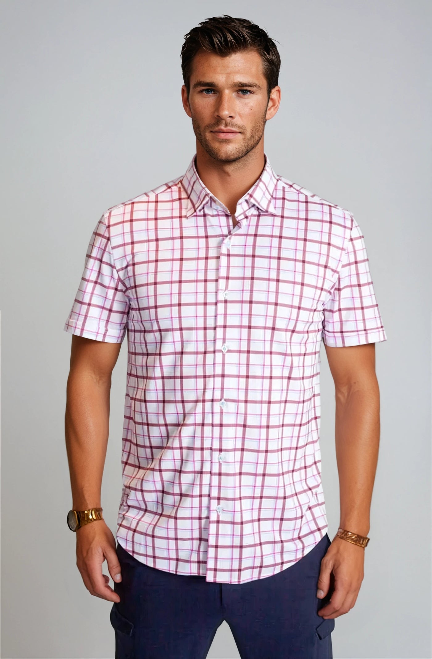 Carnaby Plaid Tech Shirt- Short Sleeve Shirts-Buki