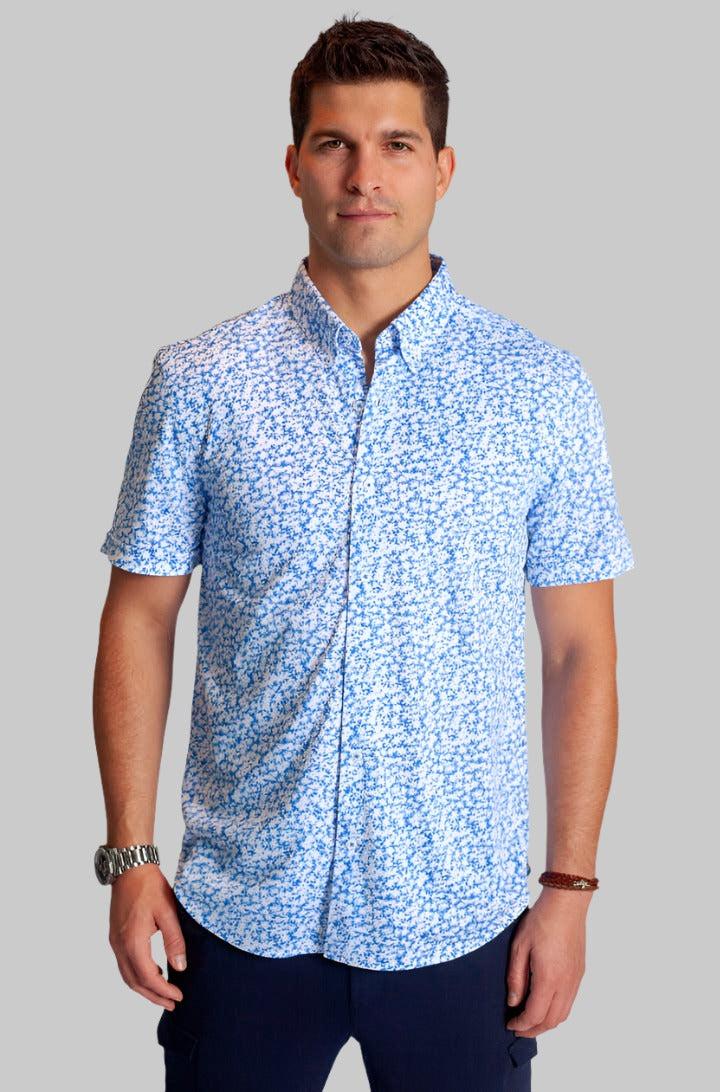 Five-O Floral Short Sleeve Tech Shirt-Short Sleeve Shirts-Buki