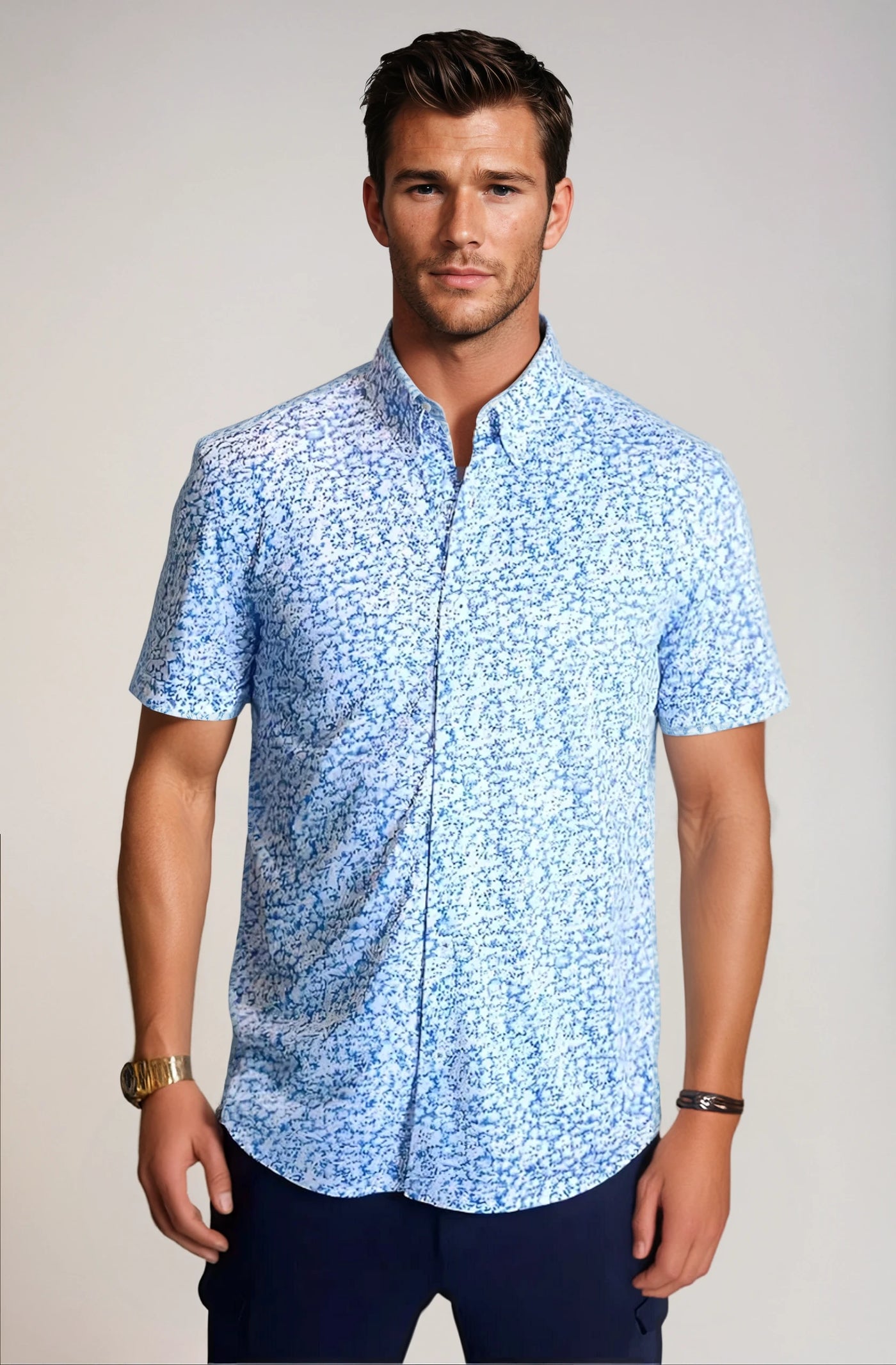 Five-O Floral Short Sleeve Tech Shirt-Short Sleeve Shirts-Buki