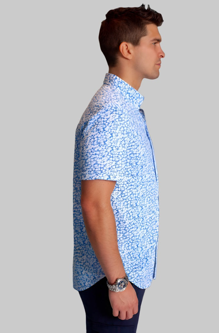 Five-O Floral Short Sleeve Tech Shirt, side -Short Sleeve Shirts-Buki