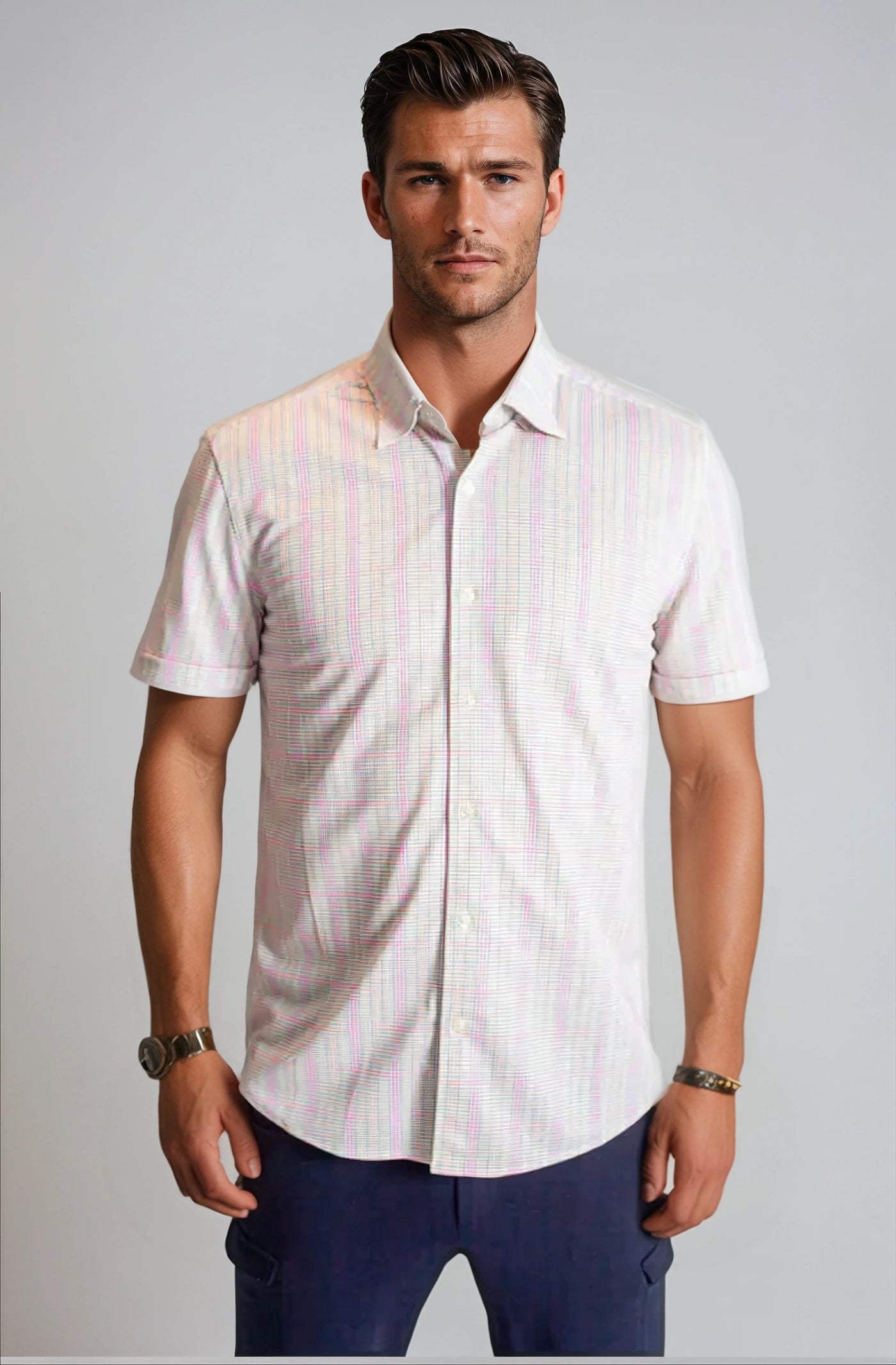 Spectrum Check Short Sleeve Tech Shirt-Short Sleeve Shirts-Buki