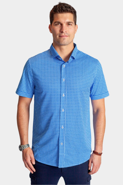 Buki's Castille short sleeve tech shirt, blue-front