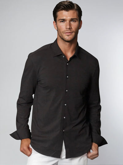 Buki + CINQO Single Shot Button Front Shirt, Black-Buki