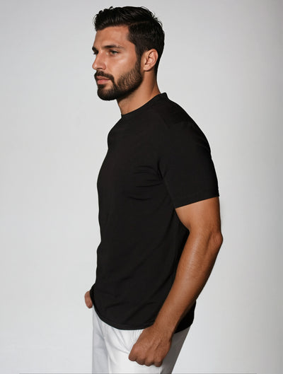 Buki + CINQO Tee Shirt, side, in Black -Tees-Buki