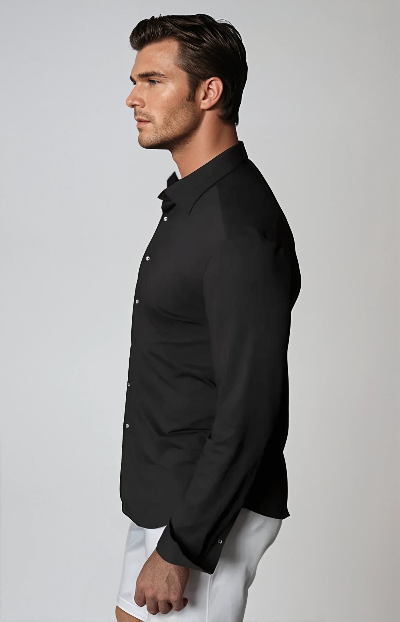 Single Shot Shirt-Long Sleeve Shirts, black, back-Buki