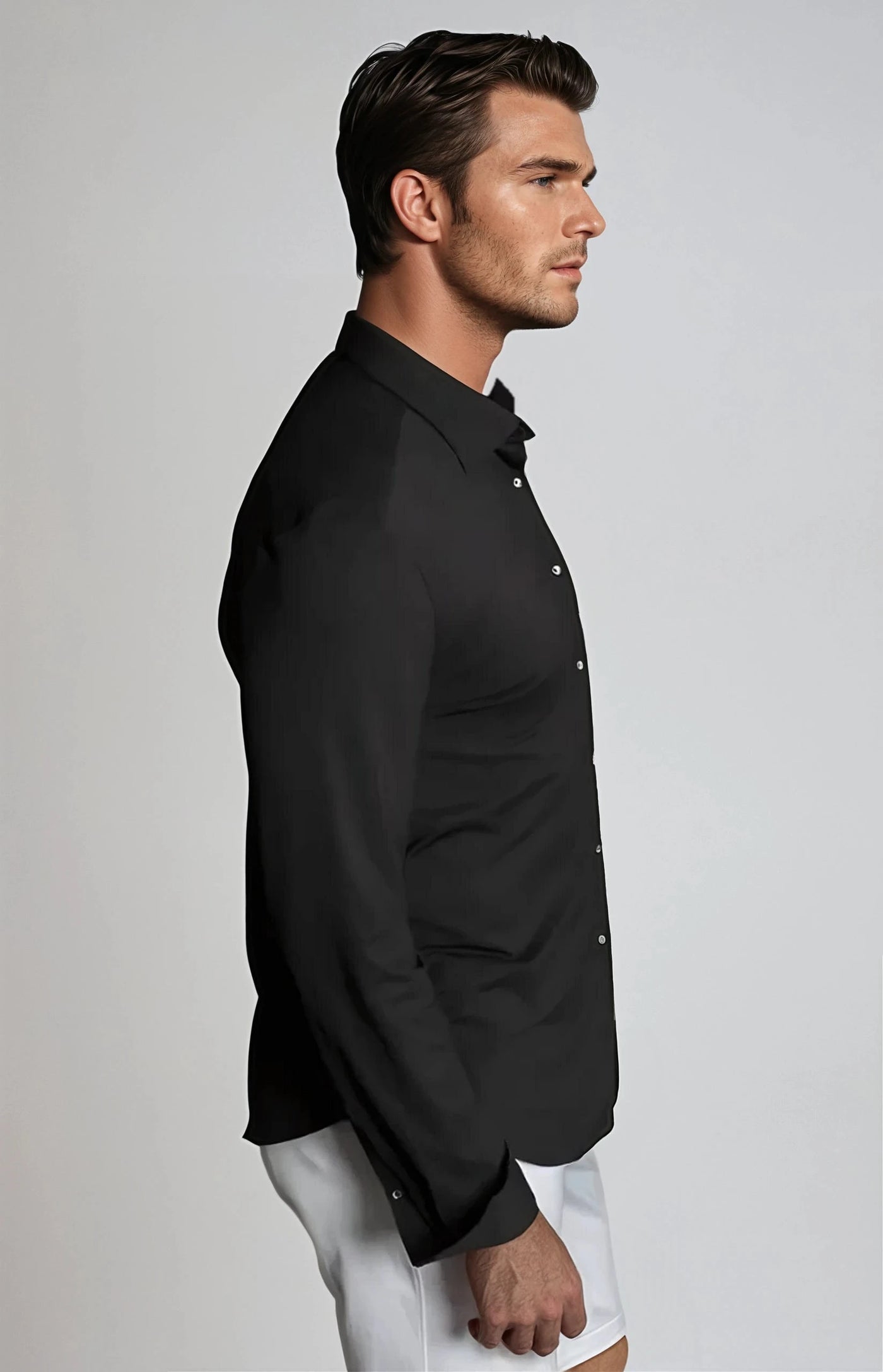 Single Shot Shirt-Long Sleeve Shirts, black, side-Buki