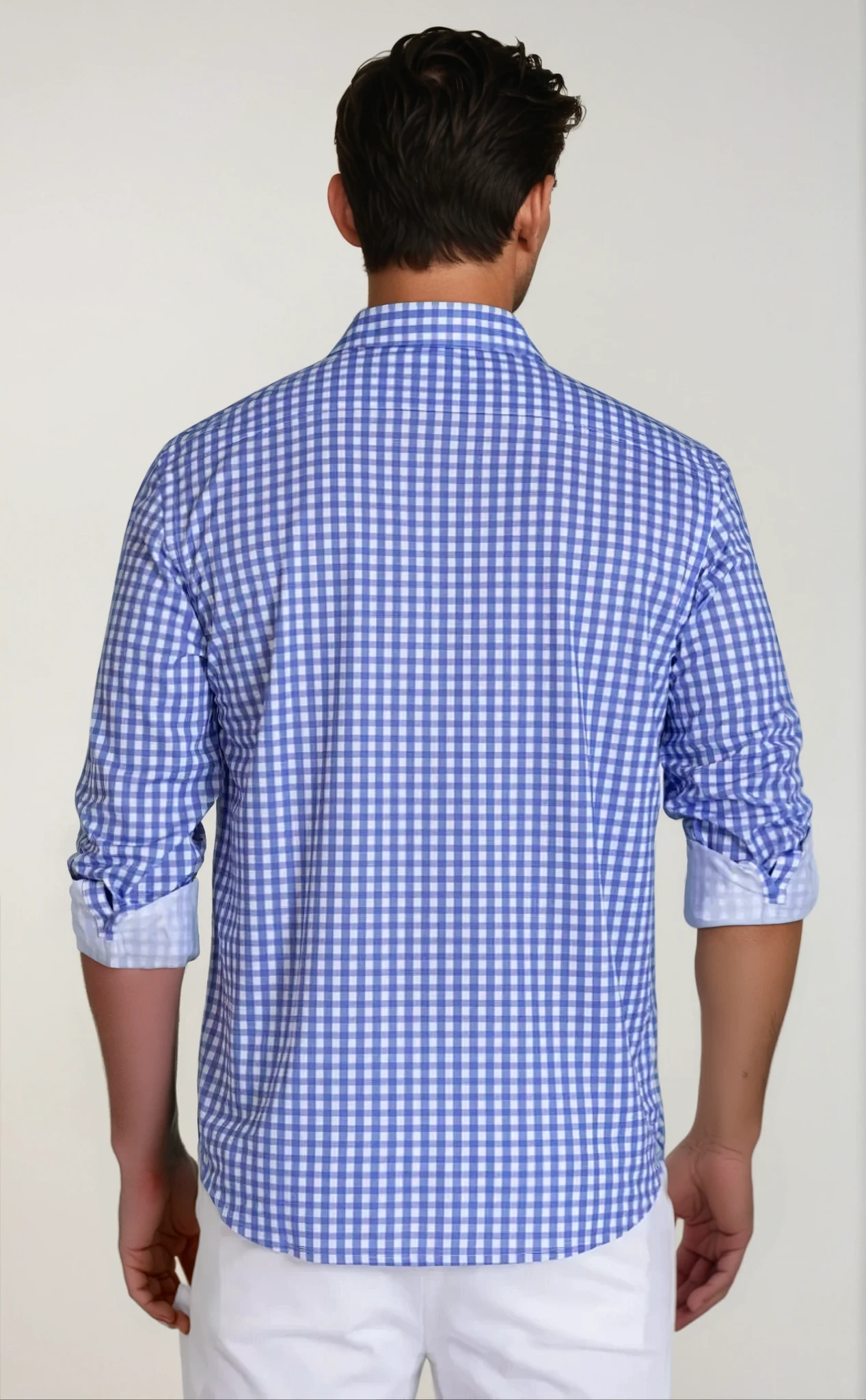 Mauro Long Sleeve Check Tech Shirt - Royal Blue