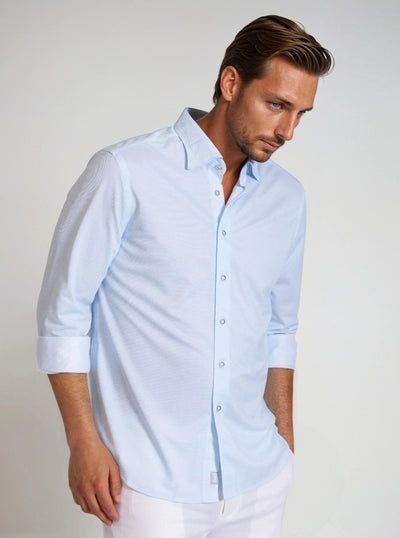 Men's Clothing: Long Sleeve Casual Dress Shirt | Buki Ride The Wave Tech Shirt, side front